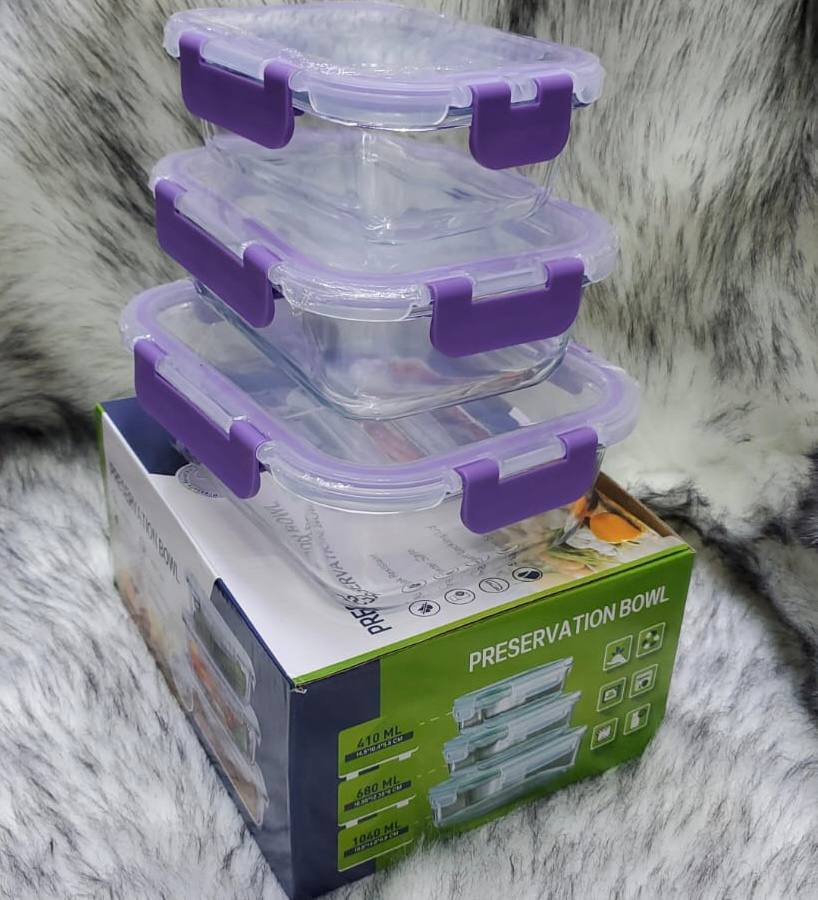 3 in1  snack storage box set transparent top lid