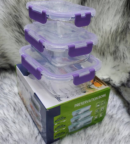 3 in1  snack storage box set transparent top lid