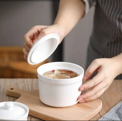 Ceramic sugardish big/stew pot white