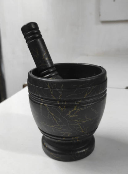 Black marble design pestle and mortar