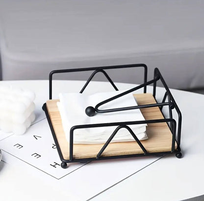 Luxury metallic serviette holder, with Bamboo place on/ napkin holder.