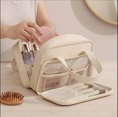 Large capacity PU cosmetics bag/ multi pocket travel / make up bag