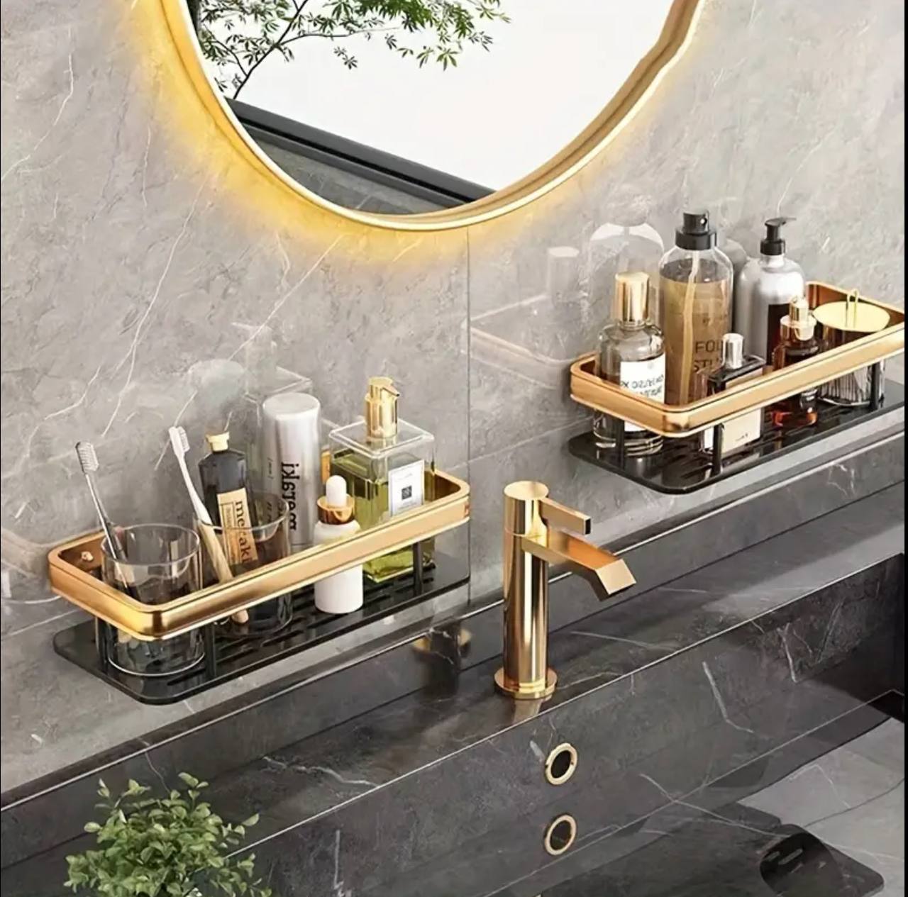 Double bathroom racks