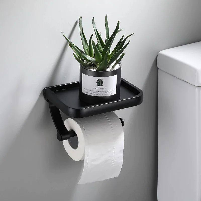 New Stainless Steel Toilet Paper Holder with Phone Shelf