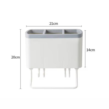 Multipurpose 3 slot drainer with 4 hooks and towel holder