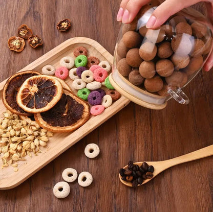 Glass storage canisters with Bamboo spoon & airtight lid