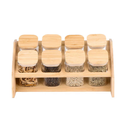 8pcs Classic style squared Borosilicate Glass Jar set