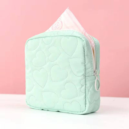 New Candy Color Square Glossy Cosmetic Bag Makeup Bag Pouch Portable PU Waterproof Storage Bag Women Sanitary Napkin Organizer