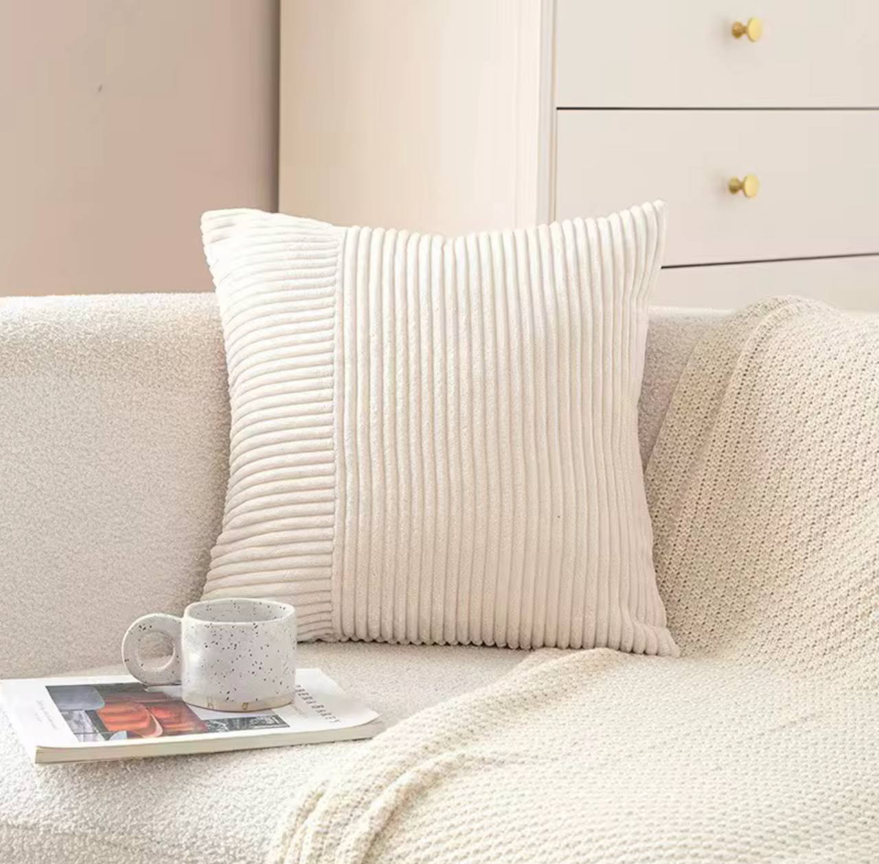 Soft Solid Couch Pillowcases Cross Patchwork Textured Cushion Covers