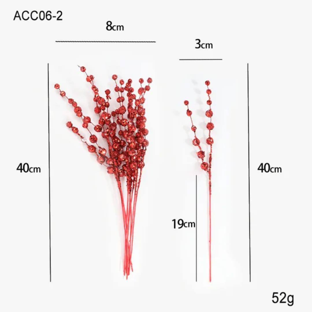Christmas Tree Flower Arrangement Bouquet Bead String Decorative Ornament 40CM Christmas Glitter Stick