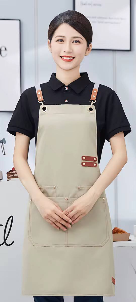 Premium Upscale  Apron with pockets and Adjustable Leather Straps