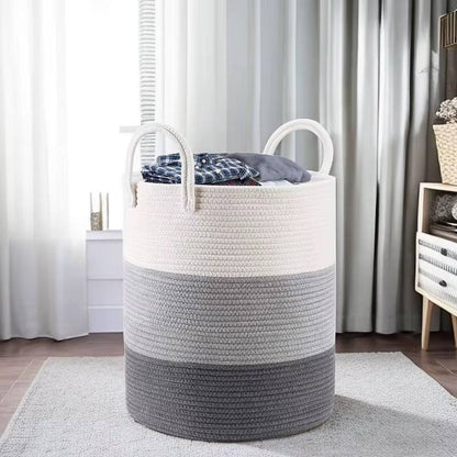 Large Cotton Rope/ decorative woven Basket with handles