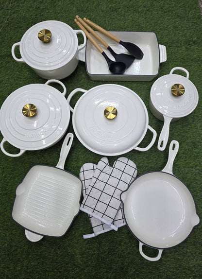 12 pcs Enamel Cast iron cooking pots