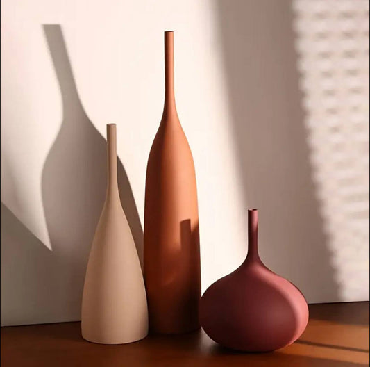 Luxury 3pc Vintage brushed decor vases