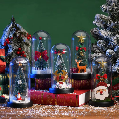 New Xmas Gift Tree in Glass Dome Christmas Decoration Led Lights