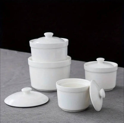 Ceramic sugardish big/stew pot white