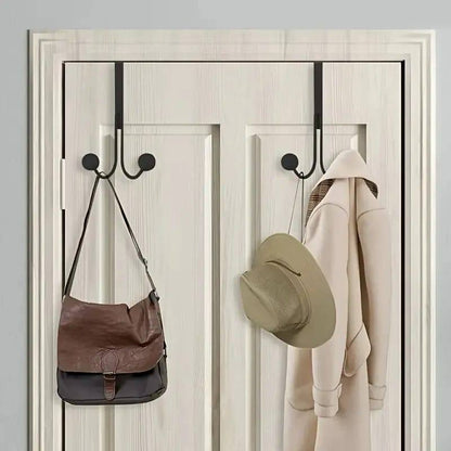 Over The Door Double Hanger Hooks Free Punching For Hanging Hats Bags