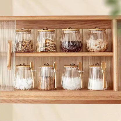 Glass Storage Jar with bamboo Lid/Spoons