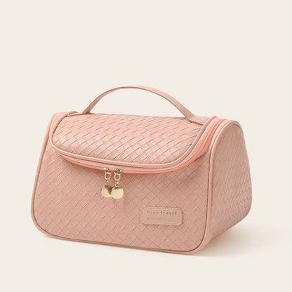 Leather cosmetics / make up organizer travel bag