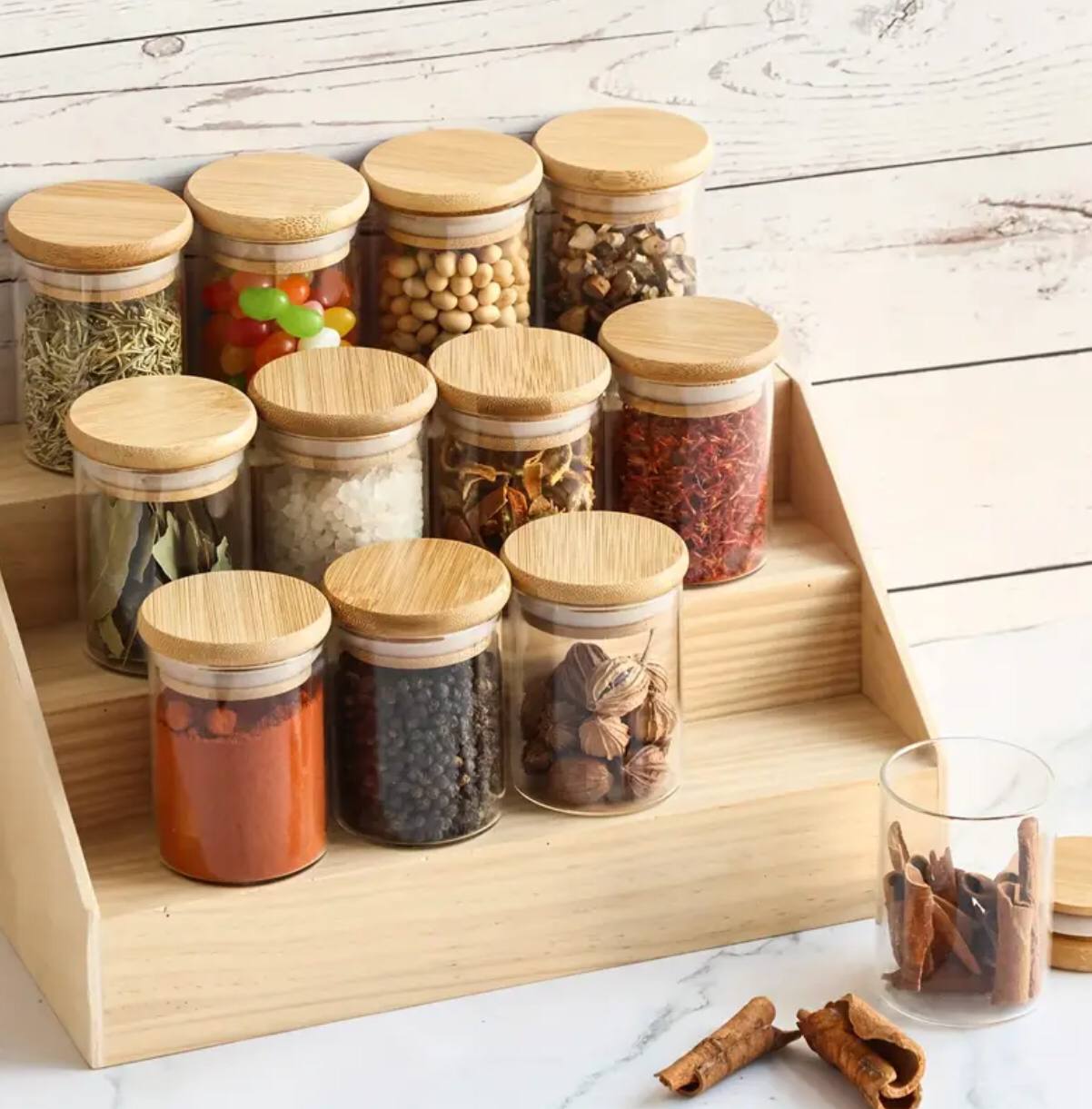 Round glass jars set