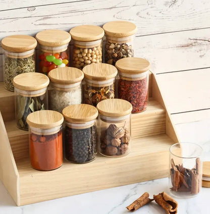 Round glass jars set