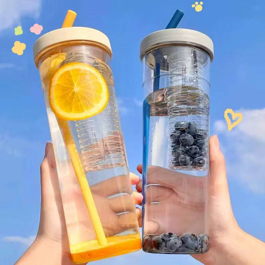 Cute Water Bottle With Foldable Straw 700ML Water Bottle