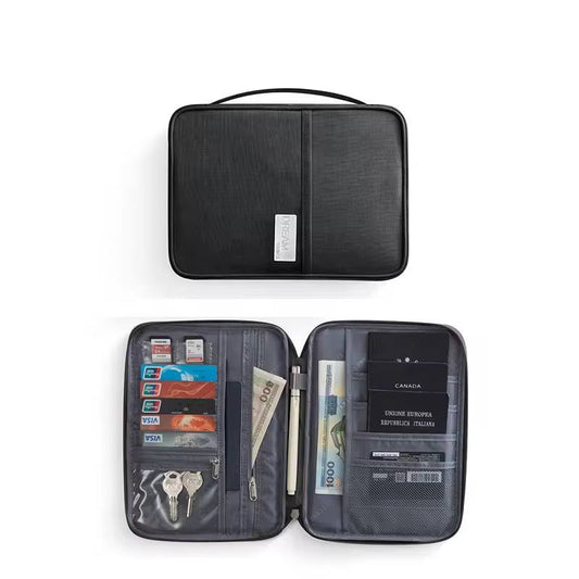 Multifunctional family size travel passport and document organizer
