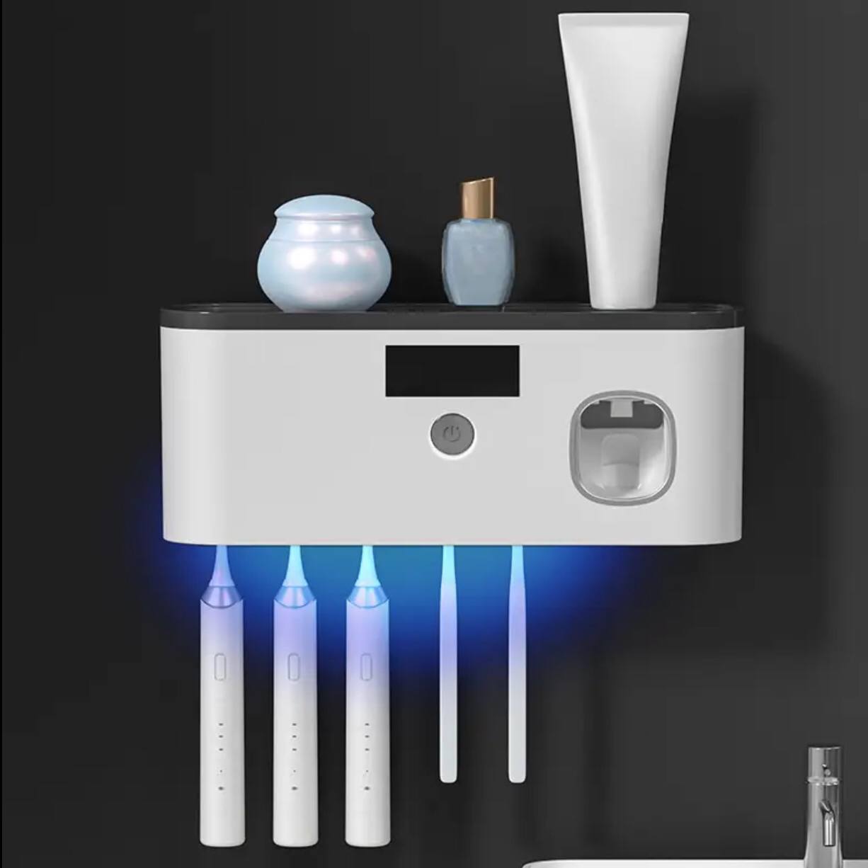Electric toothbrush UV sterilizerilizarion dispenser