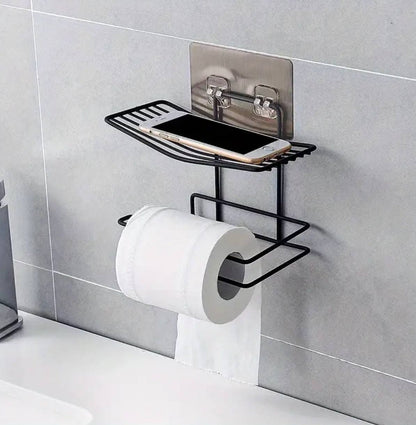 Wall mounted wrought iron  tissue holder with adhesive sticker