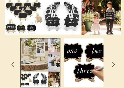 Creative multiple purposes Wood Mini Chalkboard Signs with Support Easels, Place Cards