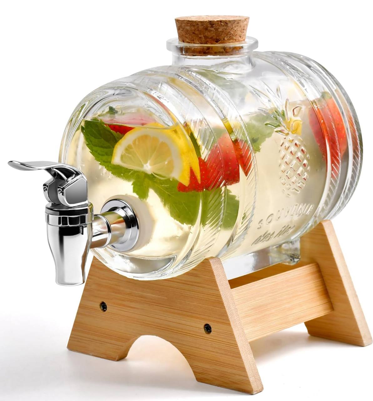 5L horizontal glass drum barrel dispenser