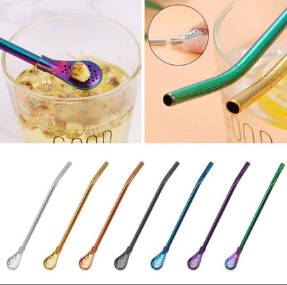 INNOVATIVE DESIGN - 3 in 1, straw, stirring spoon or strainer