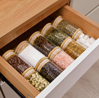 12pcs Round Glass spice jar set