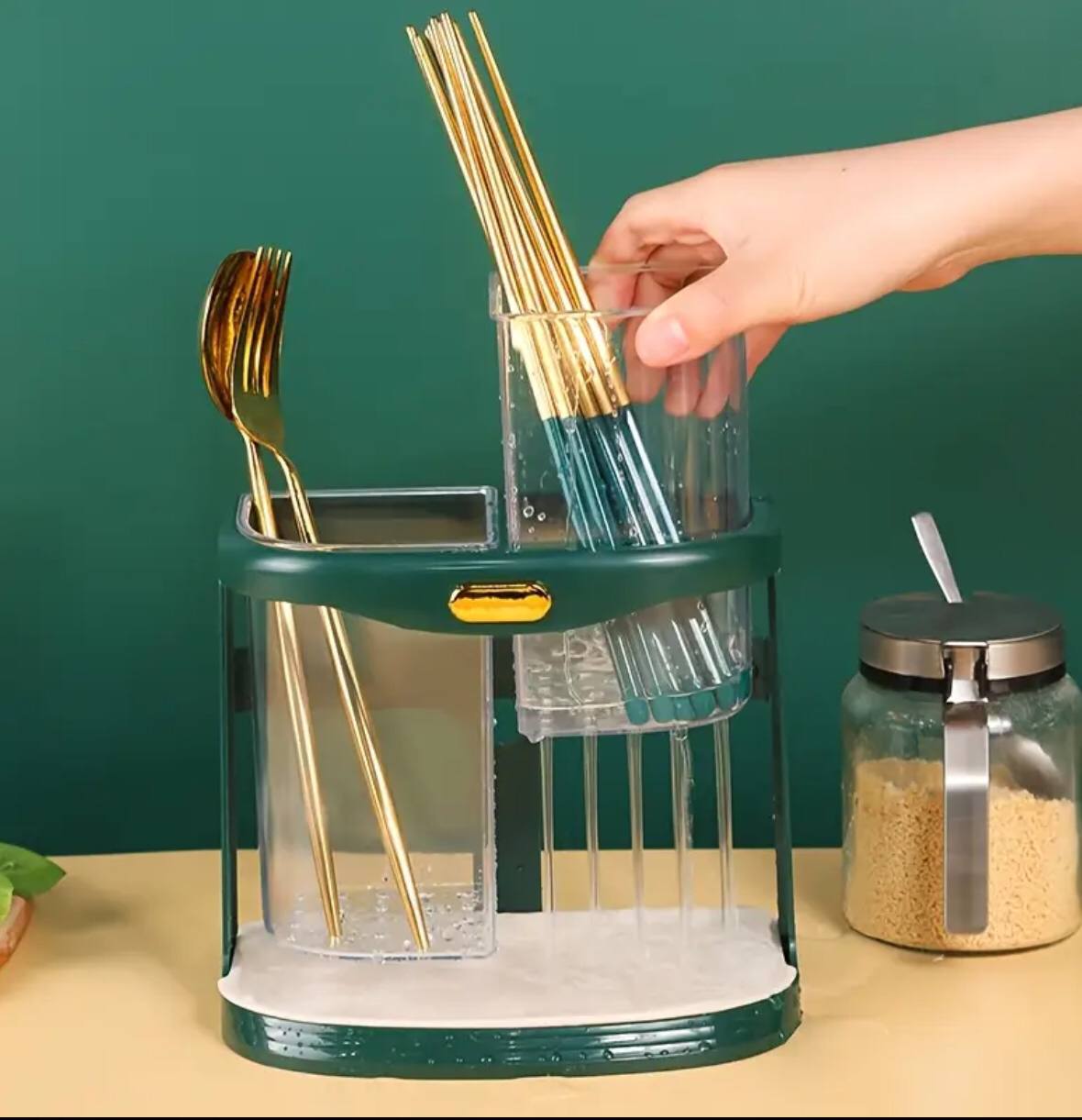 Double grid cutlery organizer