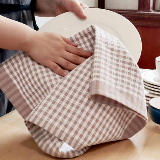 Checked Waffle Weave Kitchen Towels – Soft, Absorbent & Stylish