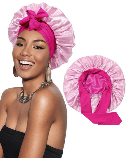 Reversable Satin Hair Bonnet with elastic tie band