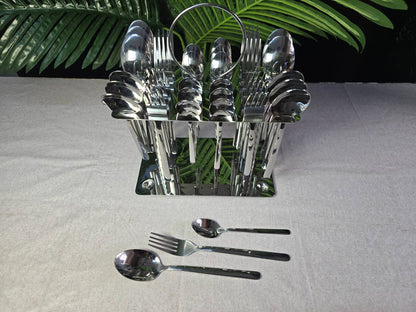 36pcs Gold Cutlery Set with Unique Stand
