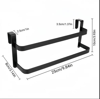 Double layer over cabinet towel rack