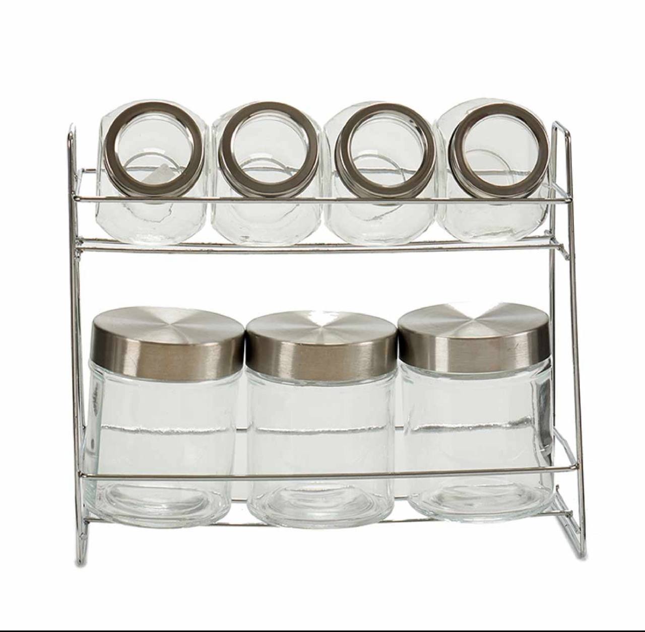 Set of 7 glass jars for spices