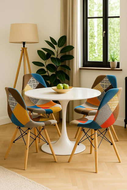 Patchwork Eames  chair 
Pedestal Dining Table