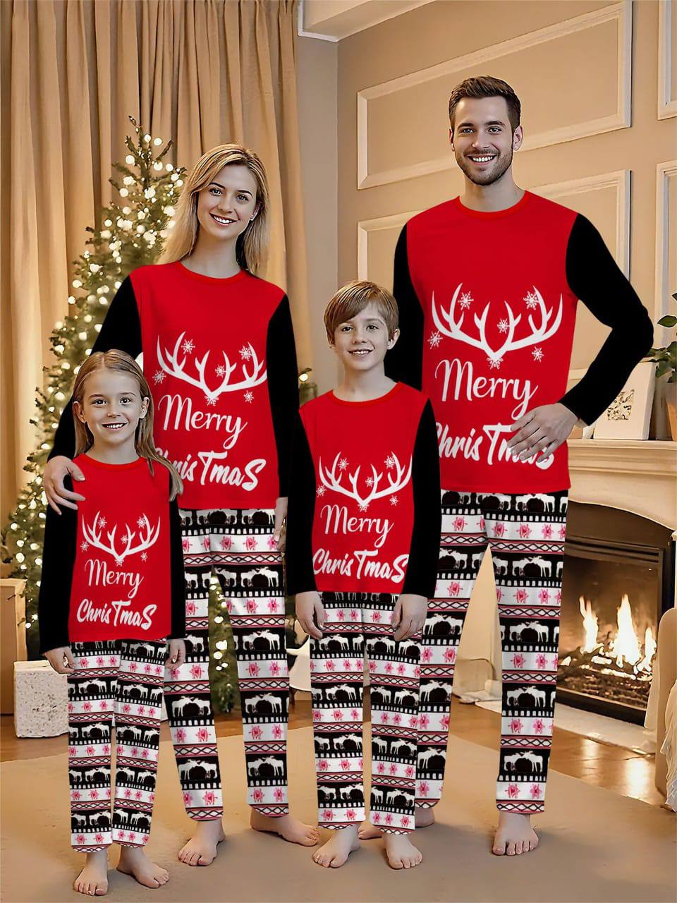 Christmas pajamas outfit for both Adults &kids pyjamas set(top+pant)
Material: Poly Cotton