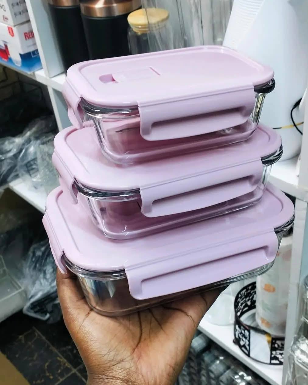 3pc high borosilicate food containers.