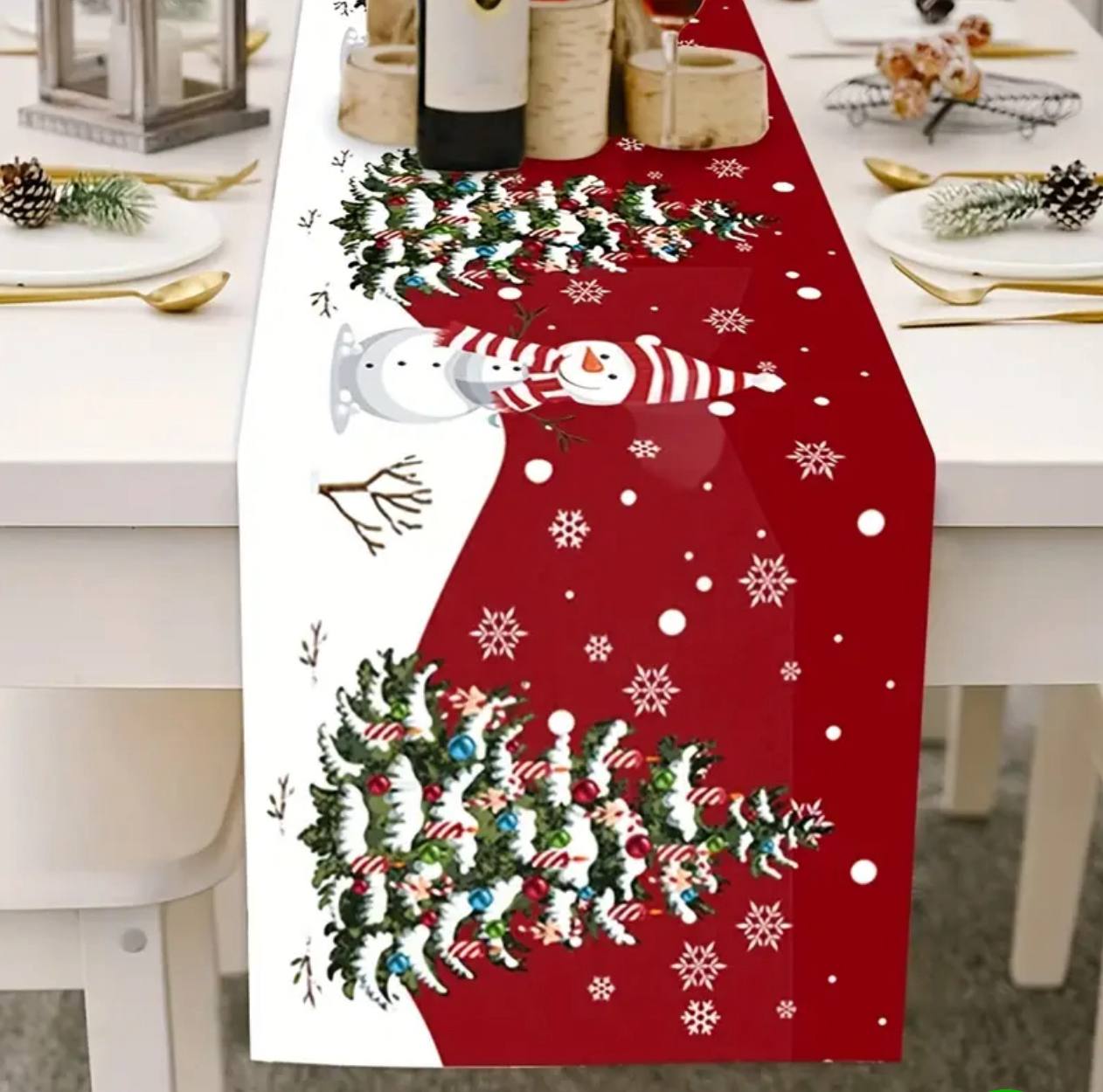 Christmas Table Runner Snowman Gnome Table Cloths Linen Table Runners