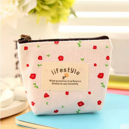 Japanese and Korean Men of Women Small Fresh Plant Floral Coin Purse