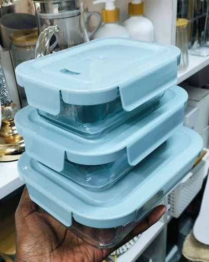 3pc high borosilicate food containers.