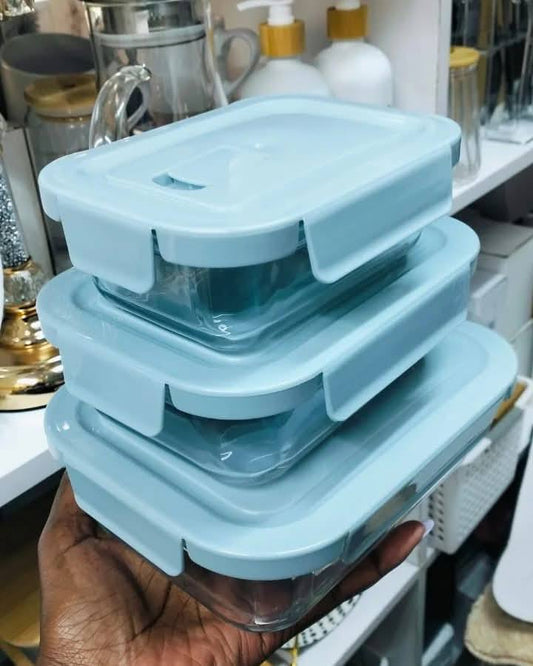 3pc high borosilicate food containers.