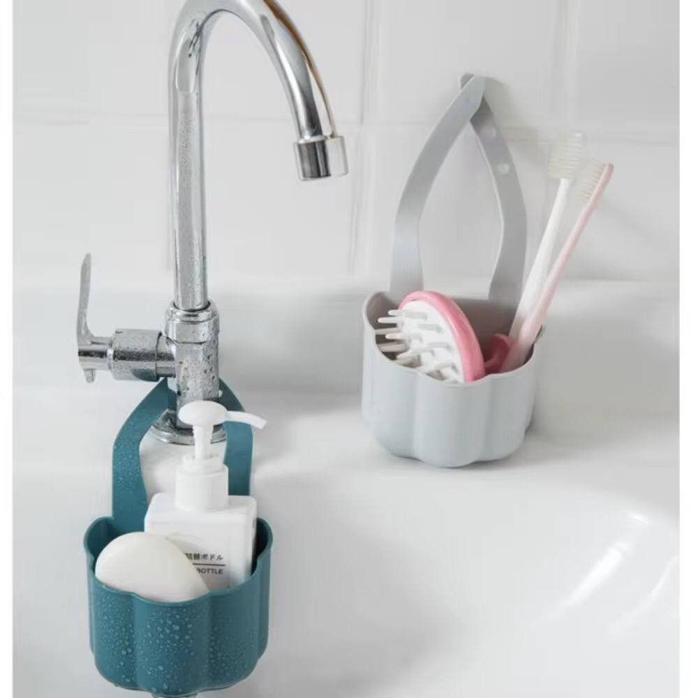 Kitchen Sink Drainer Basket Soap Sponge Holder