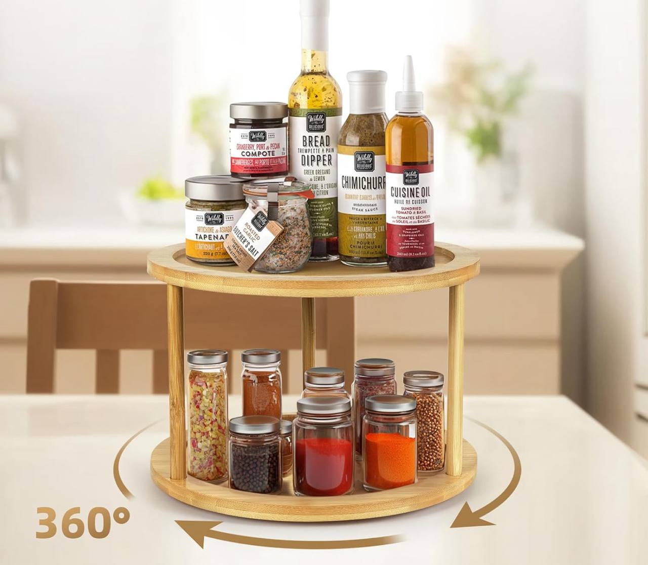 Bamboo rotating spice rack/Lazy Susan