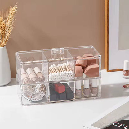 Transparent Cosmetic Storage Box Makeup Organizer Cotton Swab Cotton Pad Storage Box Desktop Acrylic Organizer