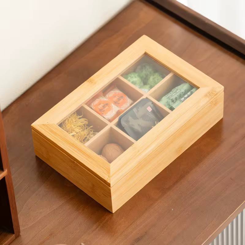 6 slots bamboo tea bags organiser